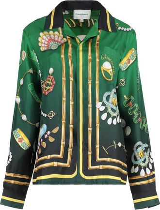 Casablanca Printed Silk Shirt - Dames - Overhemden - Veelkleurig - 2XS - Overhemden