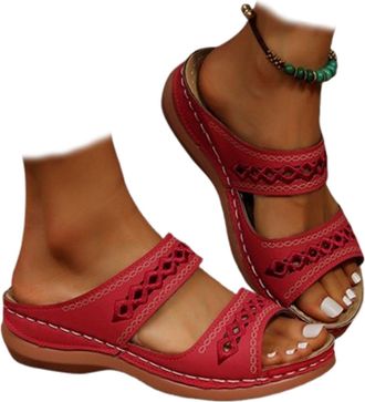 Generic Wide Width Orthopedic Sandals for Women Dressy Boho Slip-On Platform,Open Toe Summer Beach Shoes - Comfort Flat Sandals for Walking,Outdoor & Casual W