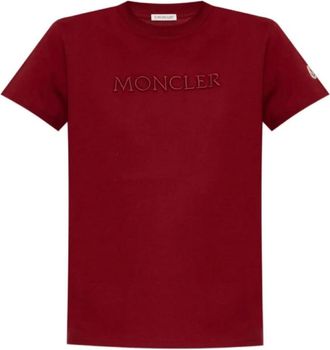 Moncler T-shirt met logo borduurwerk ronde hals korte mouw - Dames - T-shirts - Rood - S - Tops