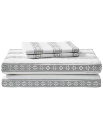 Eddie Bauer Snowflake Fair Isle 100% Cotton Flannel Sheet Set