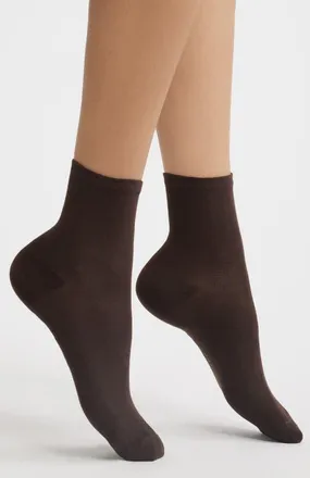 Hue Sleek Crew Socks in Chocolate Brown at Nordstrom