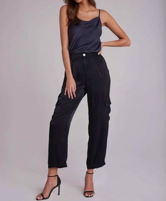 Bella Dahl Satin Cargo Trousers In Black