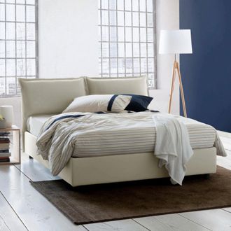 Dmora Dmora - Cama Matrimonial Dabdelli, Cama Contenedor Con Revestimiento De Tela, 100% Made In Italy, Apertura Frontal, Adecuado Para Colch&oacute;n Cm 160x200, 