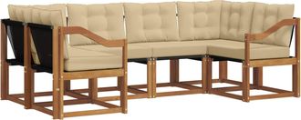 vidaXL Conjunto De Sof&aacute;s De Exterior 6 Uds. Natural Y Beige Vidaxl