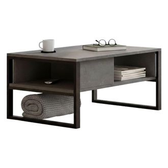Dmora Mesa De Caf&eacute; Astraia, Mesa De Centro Baja, Revistero Para Sof&aacute;, Estante De La Sala De Estar, 100x60h44 Cm, Plata, Con Embalaje Reforzado - Dmora