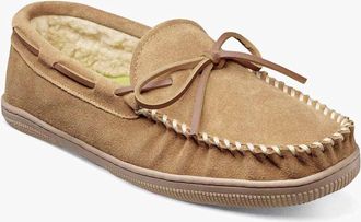 Florsheim Mens Cozy Moc Toe Tie Slipper In Sand