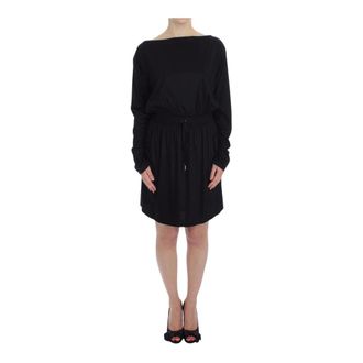 Versace Jeans Couture Short Dresses, female, Black, Size: S Modal Silk Shift Knee Dress