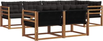 vidaXL Conjunto De Sof&aacute;s De Exterior 7 Uds. Natural Y Negro Vidaxl