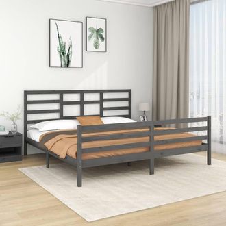 Berkfield Home Bed Frame Grey Solid Wood 200x200 cm