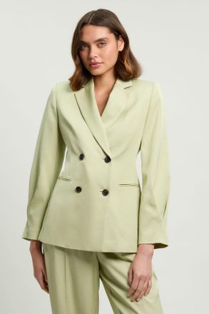 Karen Millen Womens Polished Linen Blend Single Breasted Tailored Blazer - Mint Viscose - Size 14 UK
