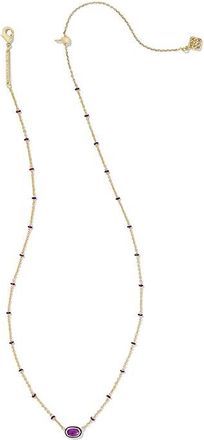 Kendra Scott Mini Elisa Enamel Frame Short Pendant Womens Necklace Womens Necklace Gold Purple Mother Of Pearl, Brass/Gold-Plated
