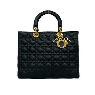 Dior Black Leather Handbag Tote Bag (Pre-Owned)