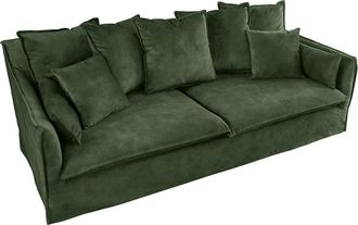 Global Interiors Grosses 3-Sitzer Samtsofa Lord mit abnehmbaren Bezügen - Dunkelgrün