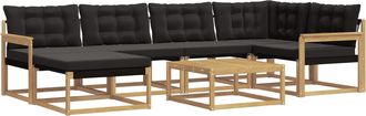 vidaXL Conjunto De Sof&aacute;s De Exterior 7 Uds. Blanco Y Negro Vidaxl