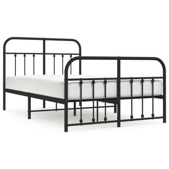 Berkfield Home Metal Bed Frame with Headboard & Footboard Black 120x200 cm | Size: Small Double