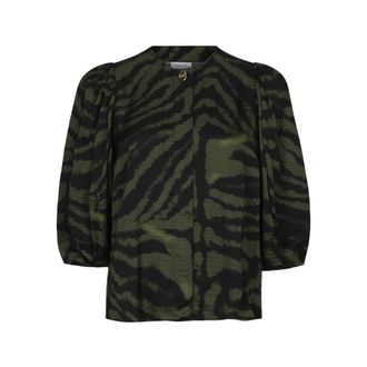Dante6 Cendrine Animaux Print Blouse - Dames - Blouses & Shirts - Veelkleurig - Maat: 2XL Satijn