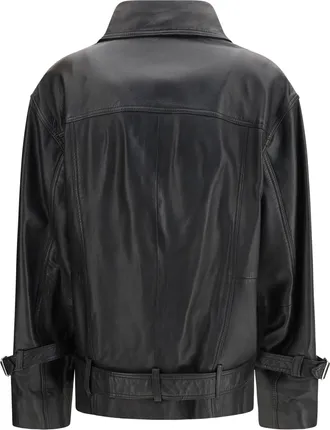 Pinko Leather Biker Jacket - Black