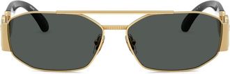 Versace embellished double-bridge sunglasses - men - Metal/Acetate - 57 - Gold