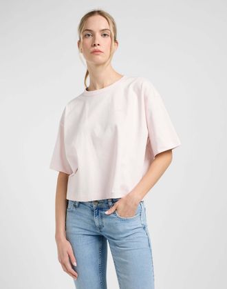 Lee T-Shirt LEE Lee T-Shirt Cropped Boxy Tee, Damen, Gr. XS, rosa, Obermaterial: 100% Baumwolle CO., Shirts T-Shirt