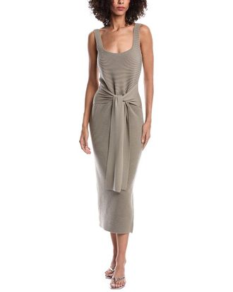 Toccin Elia Tie Front Sash Wool-Blend Dress