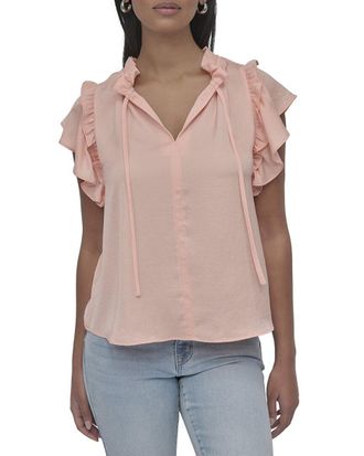 DKNY Dkny Ruffle Neck Top