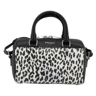 Saint Laurent Classic Baby Duffle Printed Leather Black Leather Handbag (Pre-Owned)