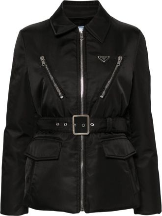 Prada Black triangle-logo padded jacket