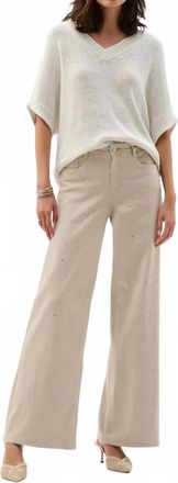 Joseph Ribkoff Featherweave Denim Wide Leg Jeans With Rhinestones In Moonstone