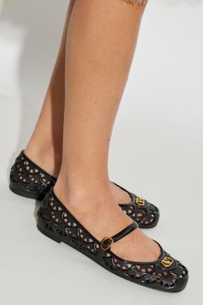 Valentino Garavani Rubber Ballerinas With A Strap, Womens, Black