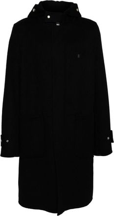 Givenchy hooded single-breasted coat - men - Virgin Wool/Cashmere - 50 - Black