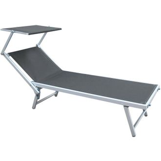 Mobili Rebecca Rebecca Mobili Lettino Prendisole Sdraio in Alluminio Grigio Tettuccio Regolabile per Spiaggia Giardino