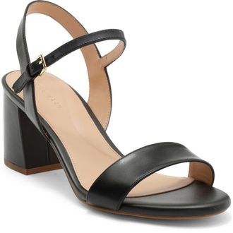Cole Haan Josie Block Heel Sandal in Black Leather /Woven at Nordstrom Rack, Size 5.5