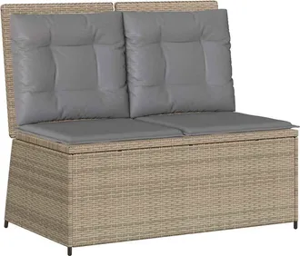 vidaXL Vidaxl Panca Reclinabile Da Giardino Con Cuscini Beige In Polyrattan