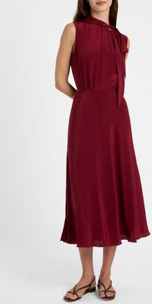 Santorelli Petra Sleeveless Mock Neck Silk Midi Dress in Chili Pepper at Nordstrom, Size 10