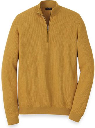Paul Fredrick Silk Cotton Cashmere Quarter Zip Mock Neck Sweater