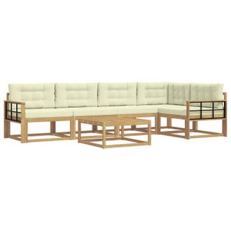 vidaXL Conjunto De Sof&aacute;s De Exterior 6 Pcs Blanco Y Crema Vidaxl