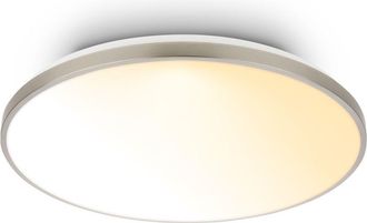 B.K.Licht Briloner Plafoniera Telecomando &Oslash;48cm Rotonda 44w 5300lm 2200k-4000k Da Bianco Caldo A Bianco Neutro Dimmerabile Nichel Opaco - Lampada Soffitto Soggi