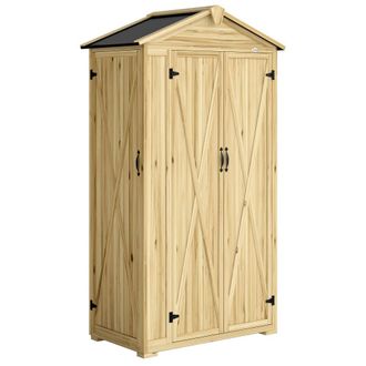 OUTSUNNY Armario de jard&iacute;n 93x53x168 cm madera natural