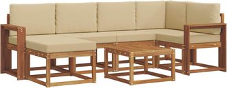 vidaXL Conjunto De Sof&aacute;s De Exterior 7 Uds. Natural Y Beige Vidaxl
