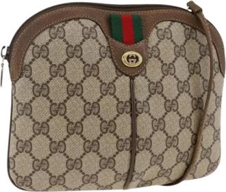Gucci Pre-owned Vintage GG Canvas Schoudertas - Dames - Vintage Schoudertas - Beige - ONE Size - Leer - Vintage