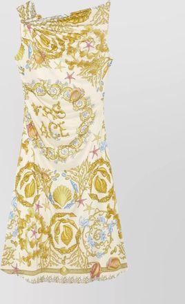 Versace floral draped sleeveless dress