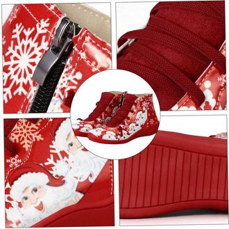 Yardwe Santa Boots Christmas Shoes for Women Casual Shoes Xmas Short Boots Women Winter Season