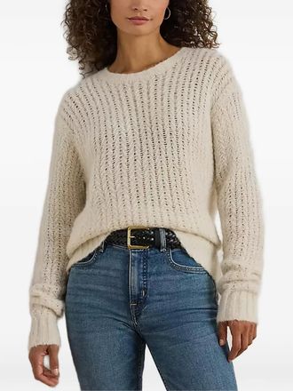 Lauren Ralph Lauren knitted sweater - women - Recycled Nylon/Alpaca Wool/Wool - M - Neutrals