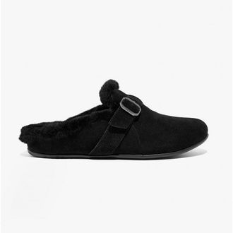 FitFlop Fitflop Chrissie Ii Womens Suede Buckle Slippers All Black - Size UK 6