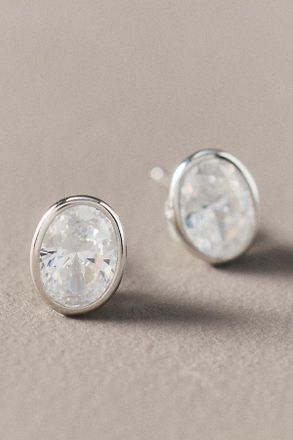 Shashi Oval Bezel Crystal Post Earrings