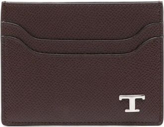 Tod's Accessoires, Heren, Bruin, ONE Size, Leer, Gestructureerde Leren Kaarthouder Tijdloos Logo