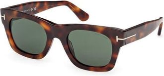 Tom Ford Emma 51mm Square Sunglasses in Classic Havana /Green Lens at Nordstrom
