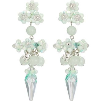 Tory Burch Curiosity Beaded Linear Drop Earrings in Tory Silver /Mint at Nordstrom