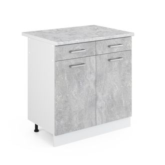 Vicco Mueble Bajo Universal R-line, Hormig&oacute;n, 80 Cm Con Cajones Y Puertas, Con Encimera Vicco