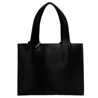Louis Vuitton Black Leather Shoulder Bag Tote Bag (Pre-Owned)
